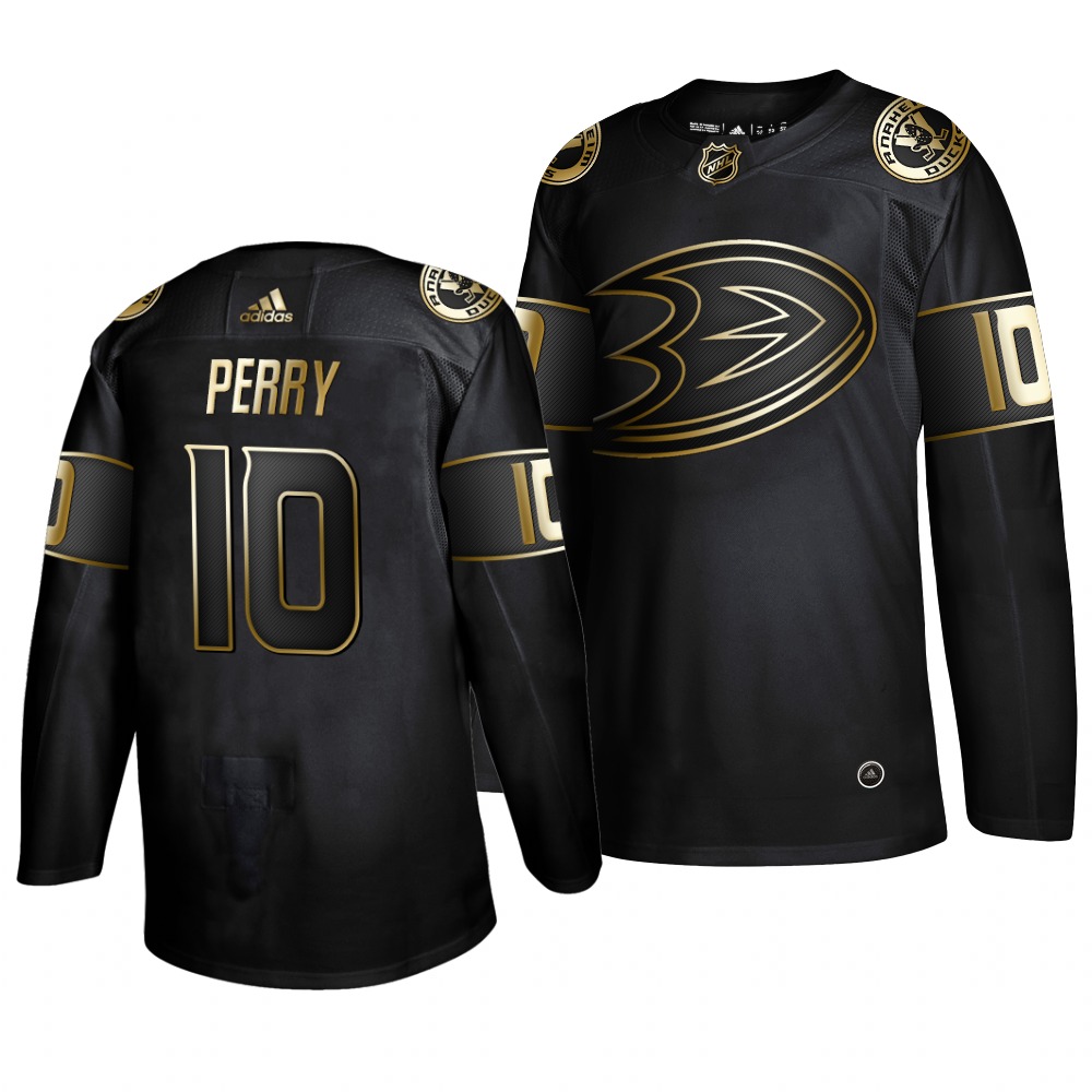 Adidas Ducks #10 Corey Perry Men's 2019 Black Golden Edition Authentic Stitched NHL Jersey
